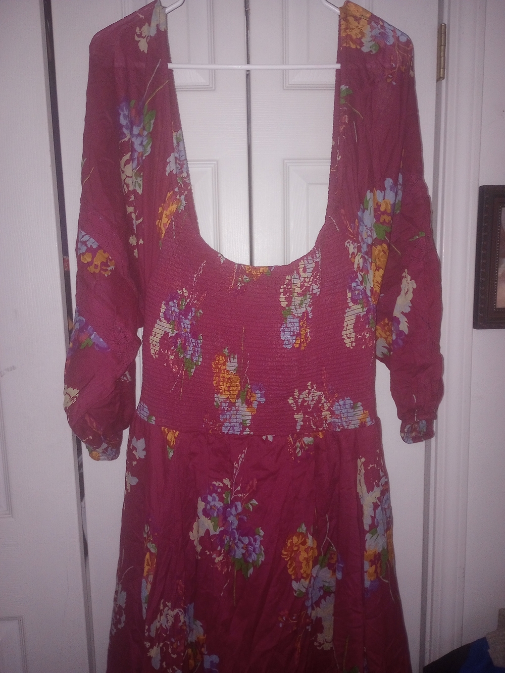 Free People Wine Floral Backless Midi Dress